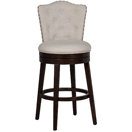 Transitional Swivel Bar Stool with Button Tufting
