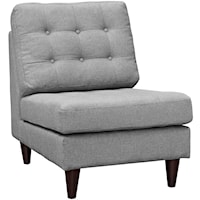 Empress Contemporary Upholstered Armless Chair - Light Gray