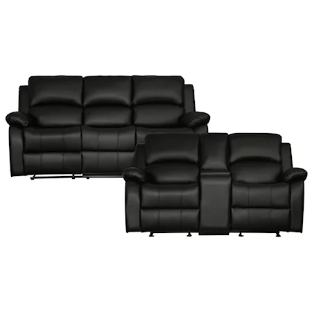 Casual 2-Piece Reclining Living Room Set with Cupholders