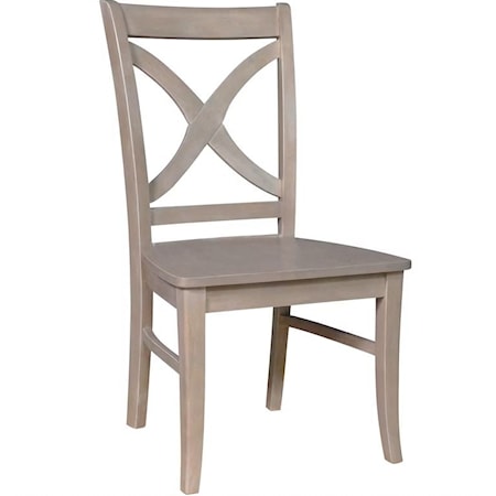 Salerno Farmhouse Dining Side Chair with X-Back - Taupe Gray