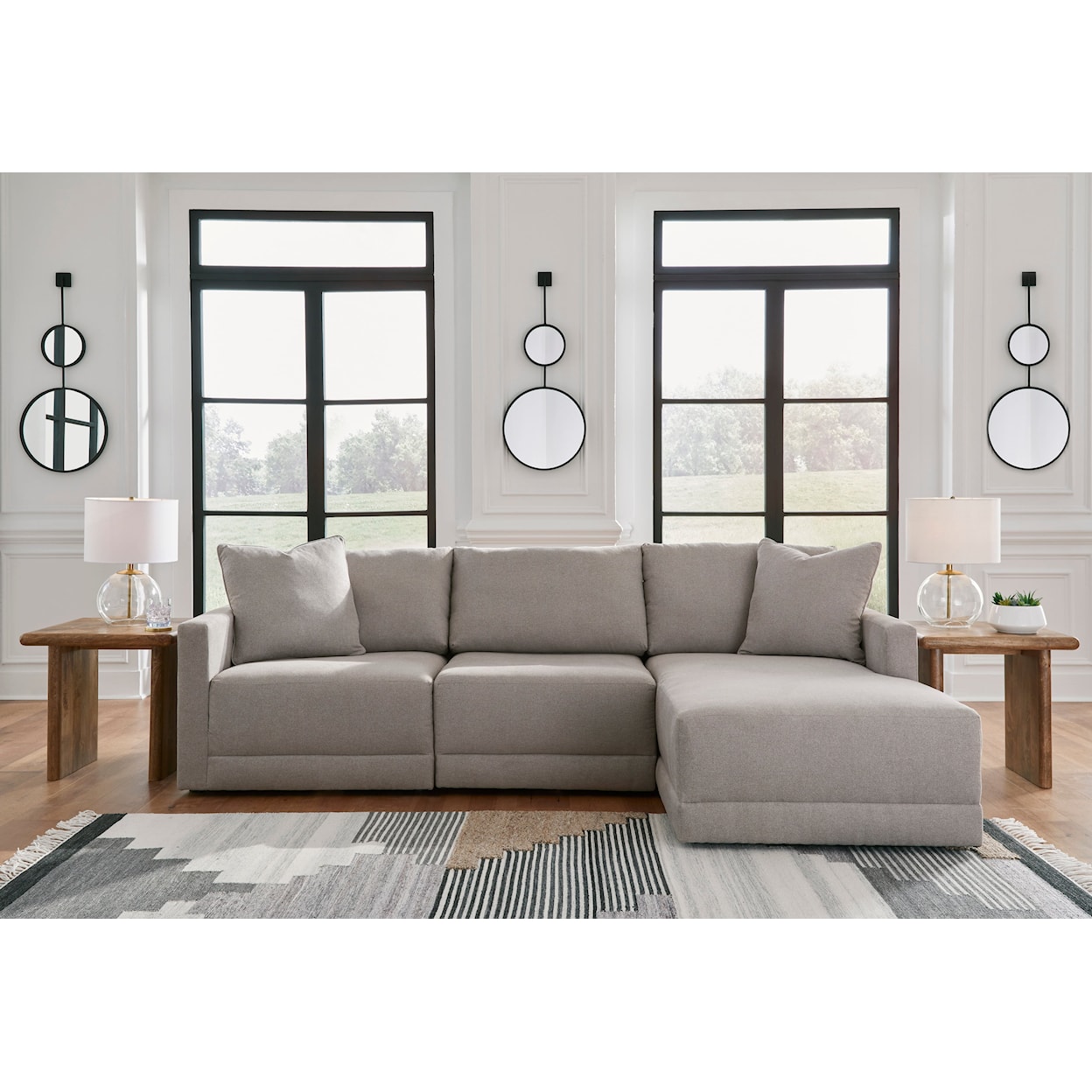 Ashley Furniture Benchcraft Katany 3-Piece Sectional with Chaise