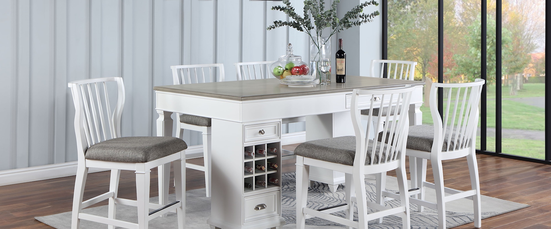 Farmhouse 7-Piece Counter Height Dining Set