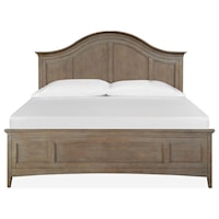Transitional Queen Panel Bed with Arched Headboard