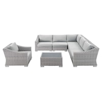 Sunbrella® Outdoor Patio Wicker Rattan 7-Piece Sectional Sofa Set