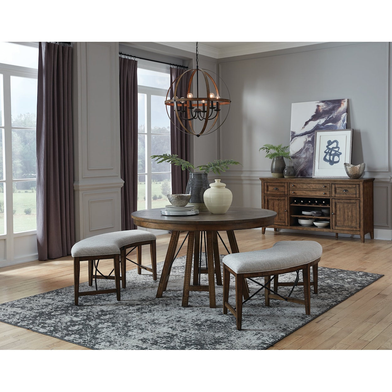Magnussen Home Bay Creek Dining 3-Piece Dining Set with Benches