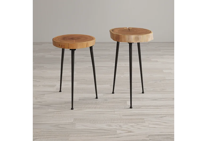 Global Archive Wood and Iron Accent Tables (Set of 2) by Jofran at Sparks HomeStore