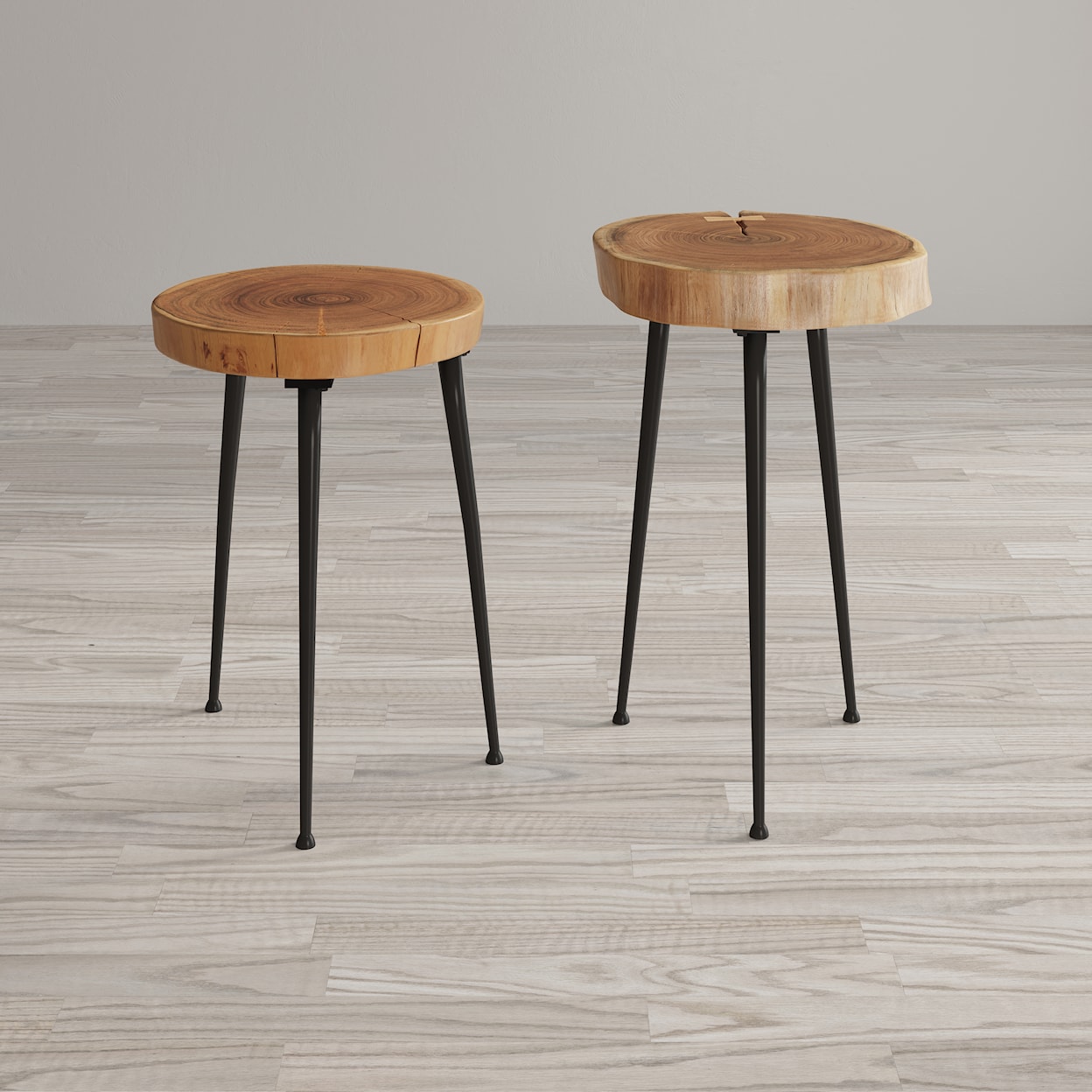 VFM Signature Global Archive Wood and Iron Accent Tables (Set of 2)