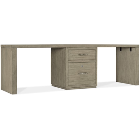 Casual 96" Storage Desk with Center File Cabinet