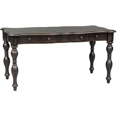 Traditional Black Writing Desk with Storage