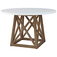 Coastal Accent Dining Table with Woven Seagrass Base