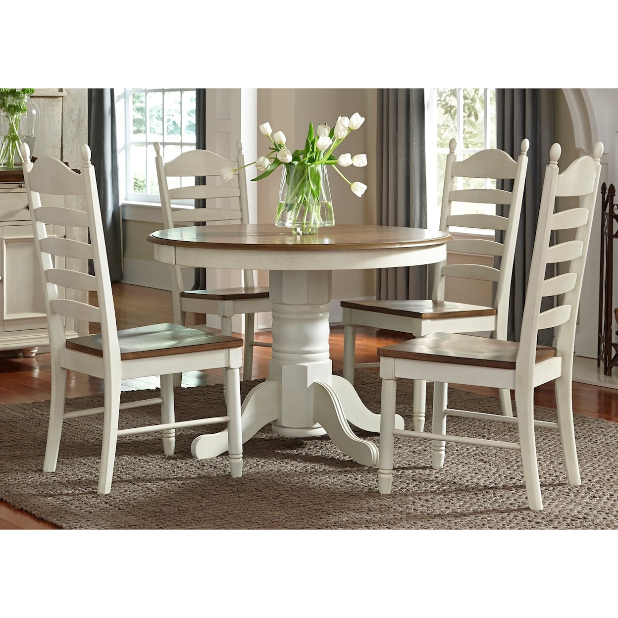 Libby Springfield Dining 5-Piece Round Pedestal Table Dining Set