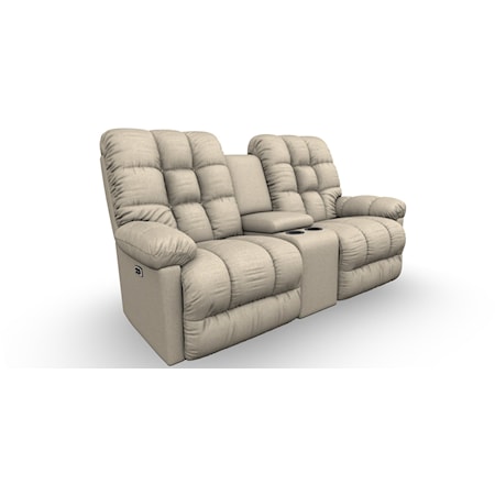 Casual Power Rocking Reclining Loveseat with Storage Console and Power Headrest