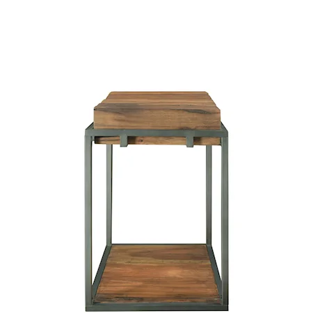 Industrial Chairside Table with Reclaimed Wood Top