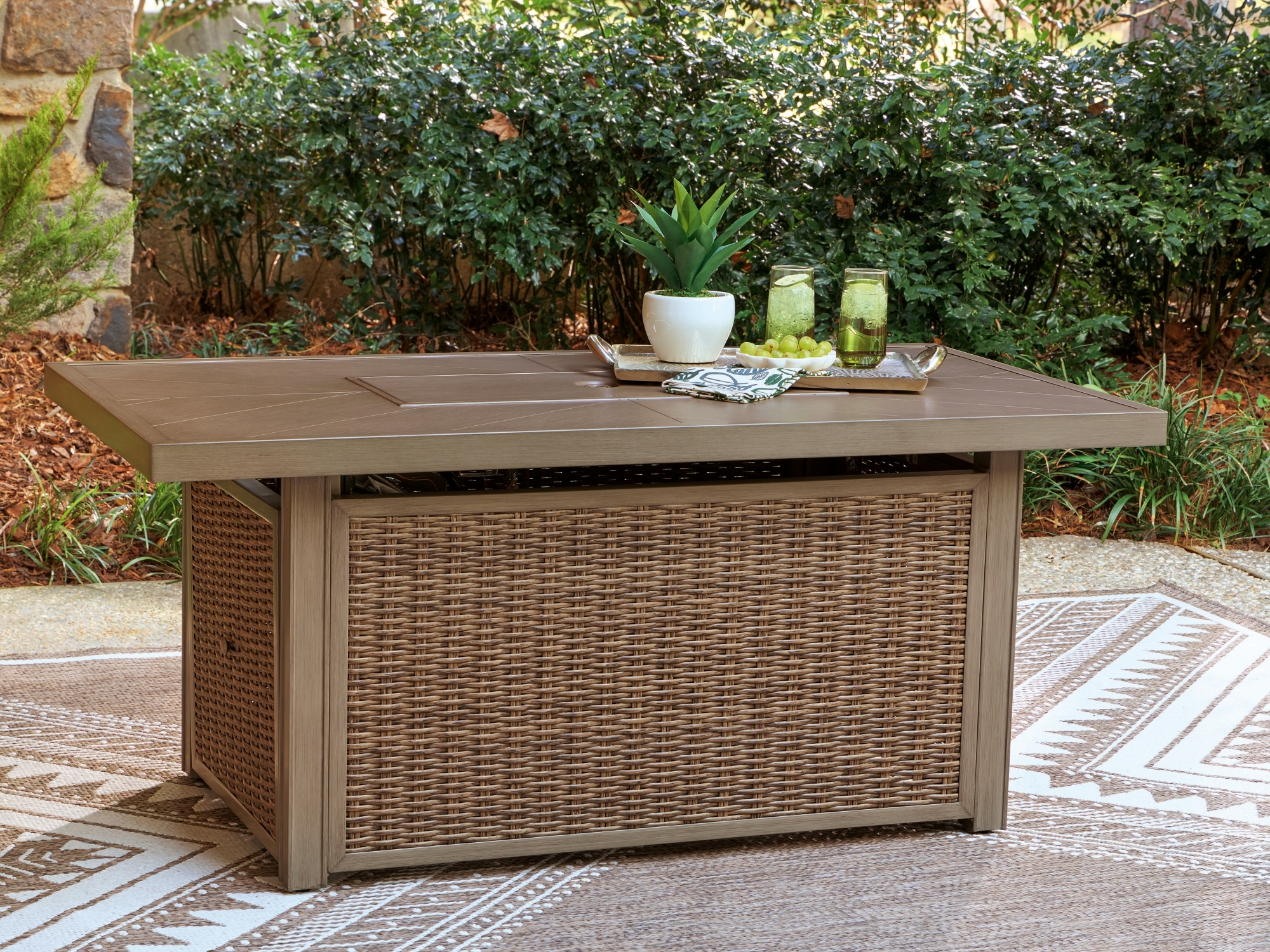 Signature Design by Ashley Laguna Heights Rectangular Fire Pit Table