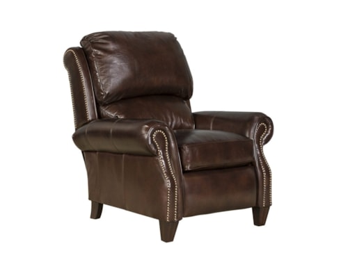 Transitional Push Back Recliner with Nail Head Trim