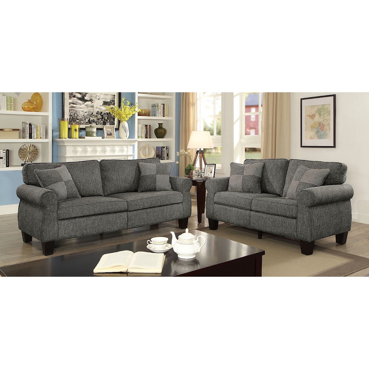 Furniture of America Rhian Sofa and Loveseat Set