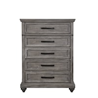 Rustic 5-Drawer Chest of Drawers Felt-Lined Top Drawer