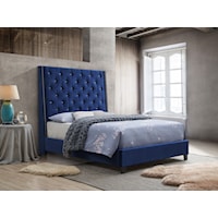 King Upholstered Bed with Button Tufted Headboard