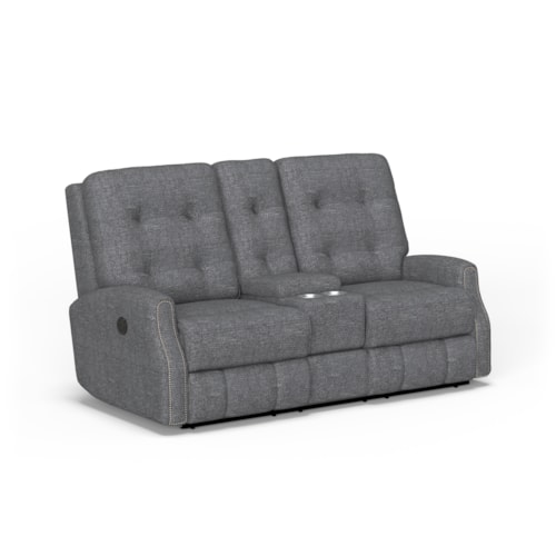 Button Tufted Power Reclining Loveseat with Console