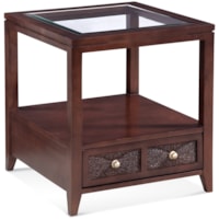 Transitional End Table with Glass Top