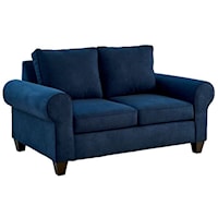 Transitional Loveseat with Rolled Arms