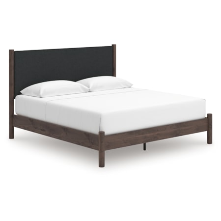 King Upholstered Panel Platform Bed
