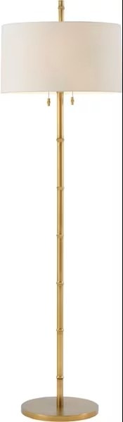 Contemporary Brass Floor Lamp with Linen Shade