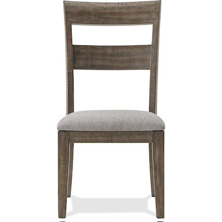 Rustic Traditional Ladder Back Upholstered Side Chair