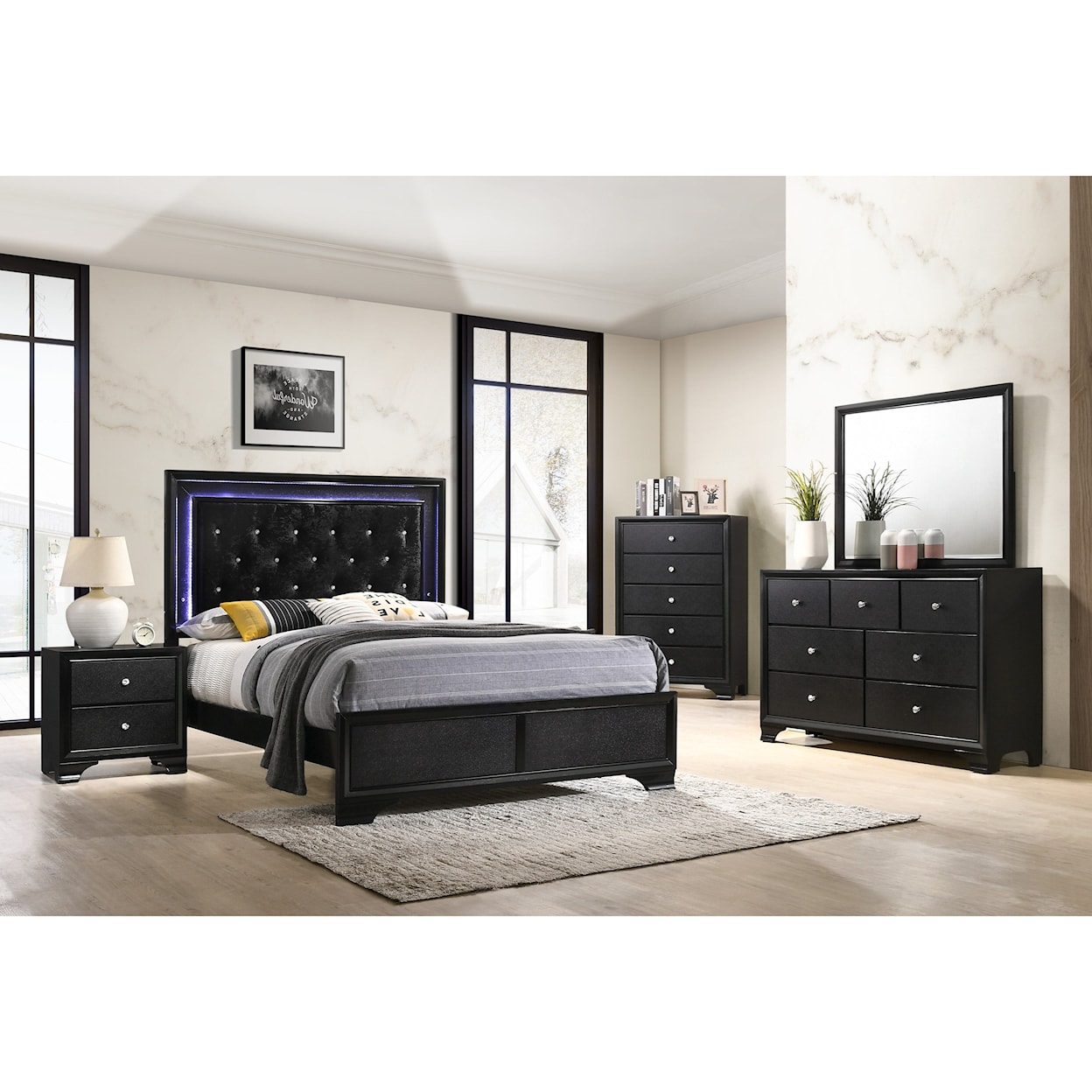 Crown Mark Micah 2-Drawer Nightstand