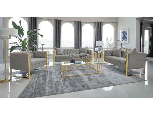 Eastbrook 3-piece Velvet Tufted Sofa Set