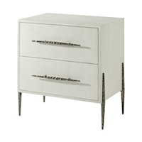 Contemporary Essence Two Drawer Nightstand with Metal Legs