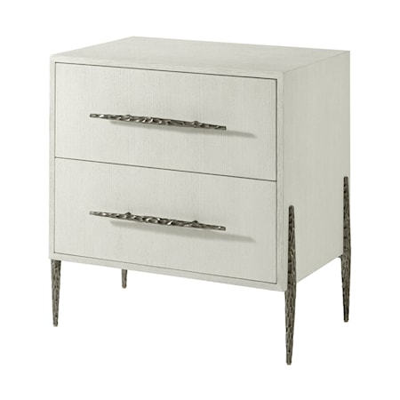 Two Drawer Nightstand with Metal Legs