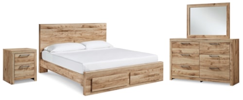 Queen Panel Storage Bed, Dresser, Mirror And Nightstand