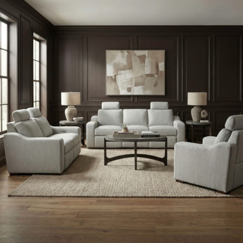 Contemporary 3-pc. Track-Arm Power Reclining Set with Zero-Wall Inclining Design