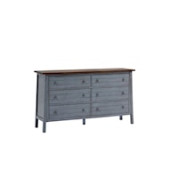 Farmhouse 6-Drawer Dresser with Felt-Lined Top Drawers