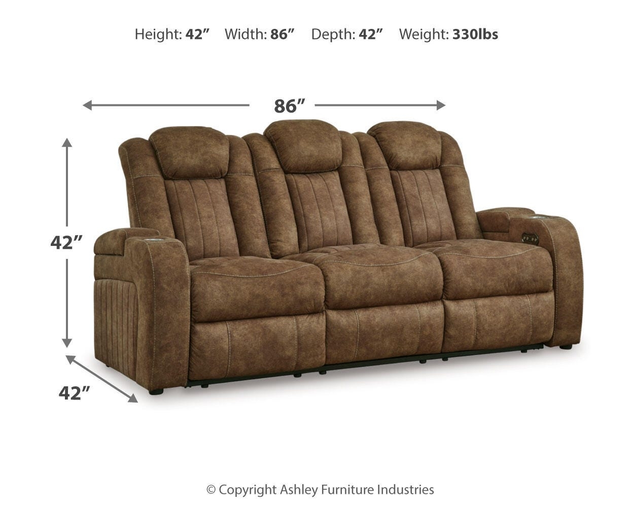Pwr Rec Sofa With Adj Headrest