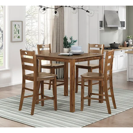 Transitional 5-Piece Counter Dining Height Set