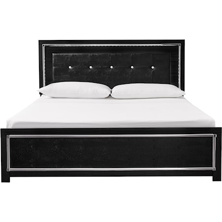 Glam King Upholstered Bed with LED Lighting