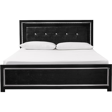 King Upholstered Bed with LED Lighting
