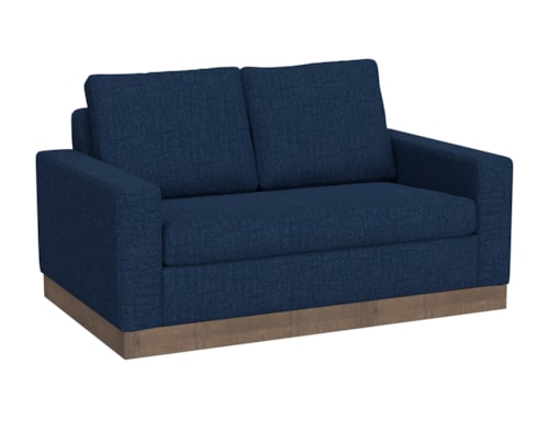 Contemporary Plinth-Base Loveseat with Throw Pillows