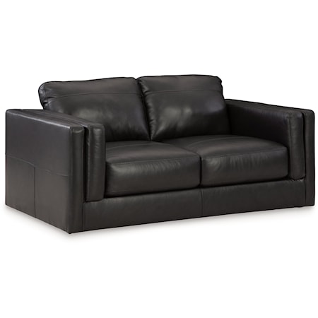 Contemporary Loveseat With Double Padded Tuxedo Armrests