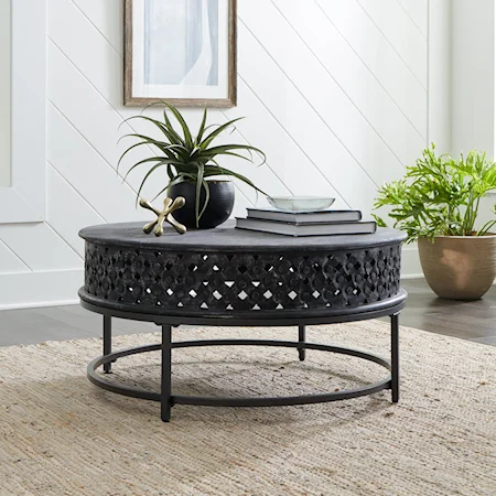 Global Accent Cocktail Table with Metal Base