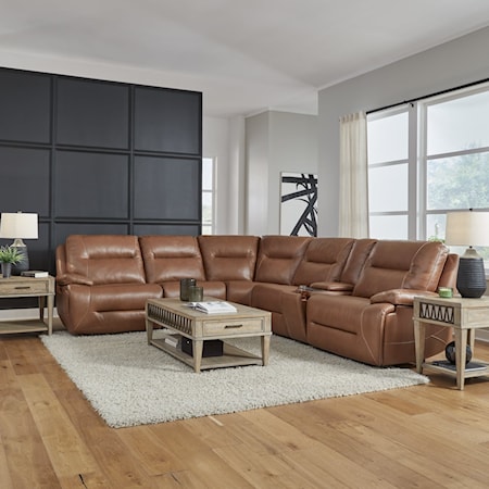 6-Piece Leather Power Reclining Sectional
