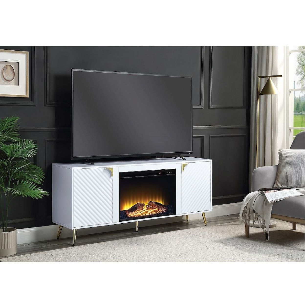 Acme Furniture Gaines TV Stand with Fireplace