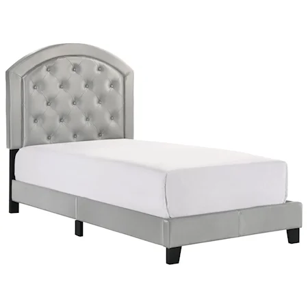 Twin Upholstered Platform Bed with Adjustable Headboard