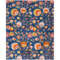 7'10" x 9'10" Navy Multicolor Rectangle Rug