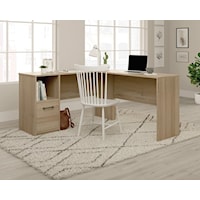 Transitional L-Shaped Home Office Desk with File Drawer