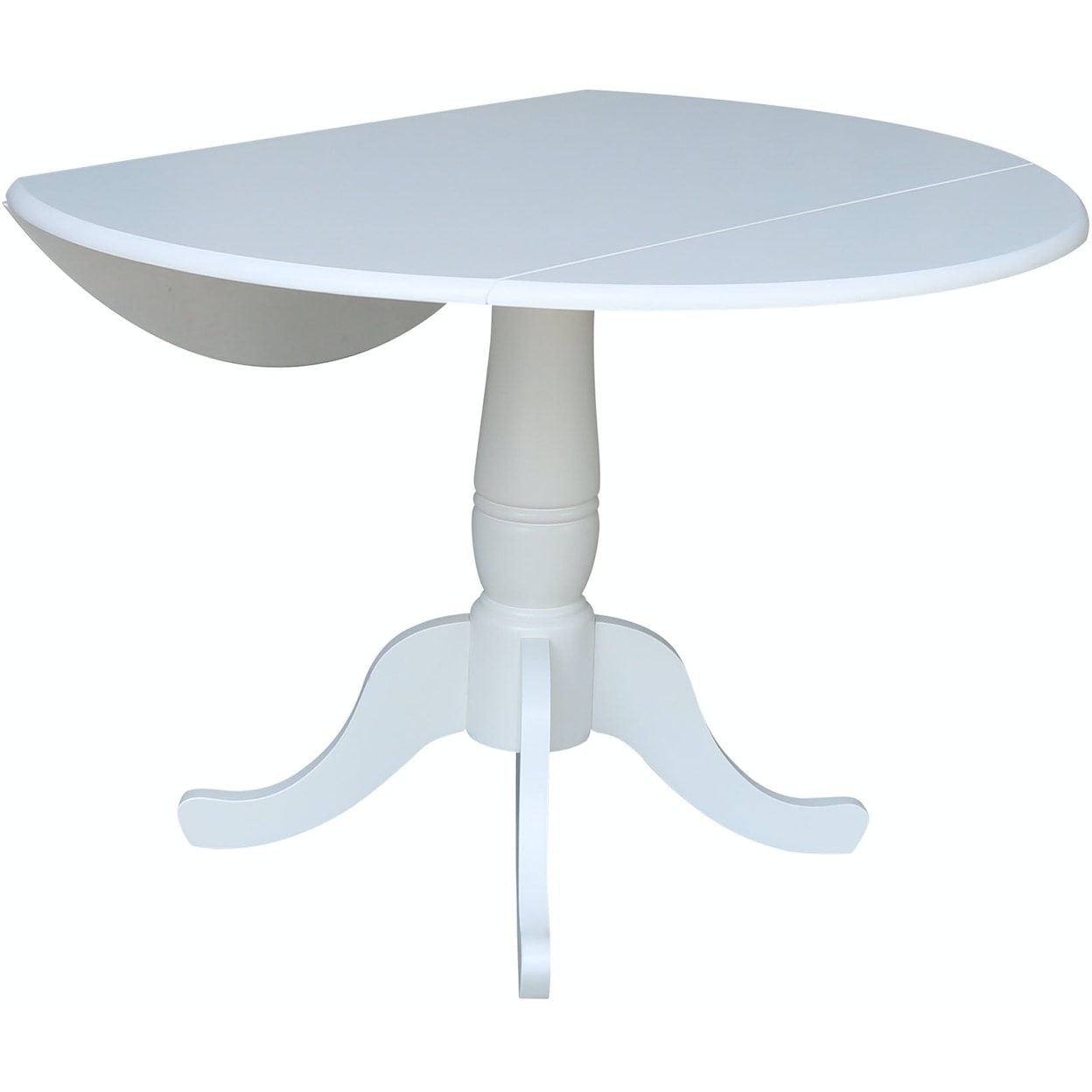 John Thomas Dining Essentials Round Dropleaf Pedestal Table in Pure White
