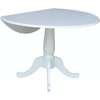 Round Dropleaf Pedestal Table in Pure White