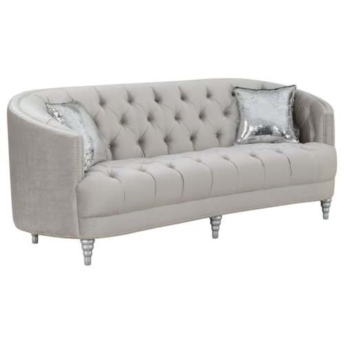 Avonlea Upholstered Sloped Arm Sofa Grey Velvet